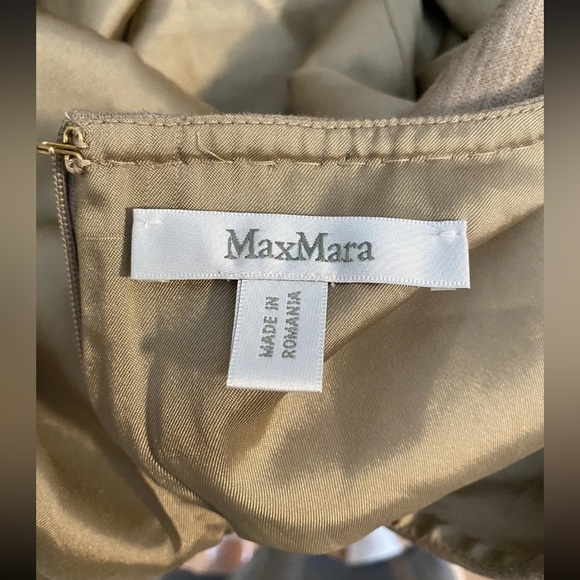 Max Mara Sheath Dress MAXMARA Stretch Wool Fitted Pleated Peek a Boo Hem 46 12 L - Picture 10 of 12